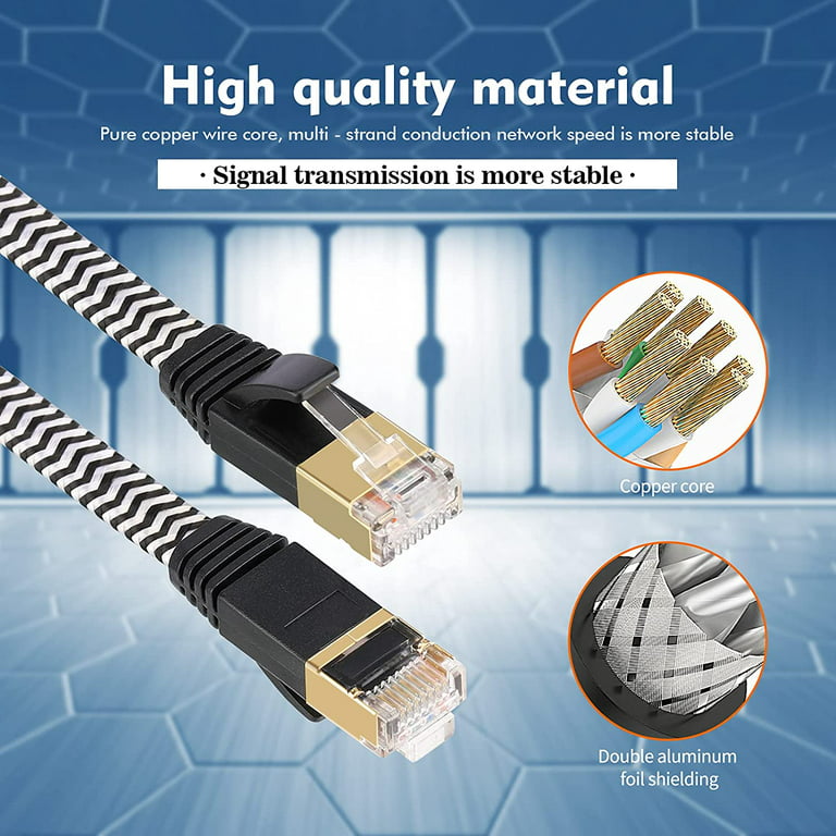 Cat7 100ft/30m Ethernet Cable Nylon Braided Cat 7 100FT Internet