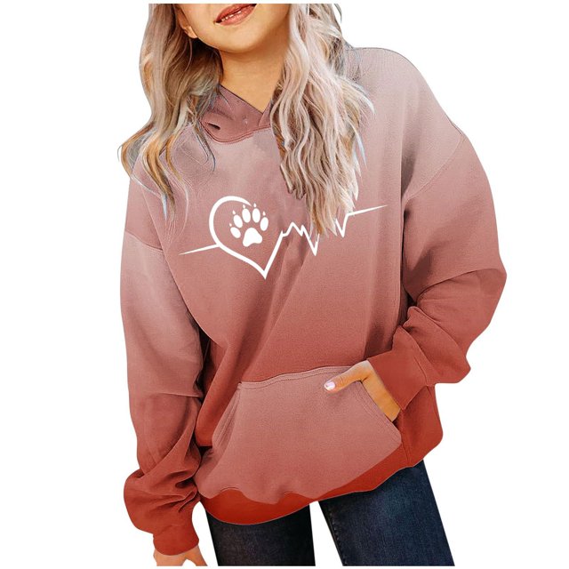 Milgrthf Chandails à Capuche Graphiques à Lettres pour Filles, Coupe Oversize, Manches Longues, Chandail Sport Décontracté, Hauts, Rouge, 11 Ans