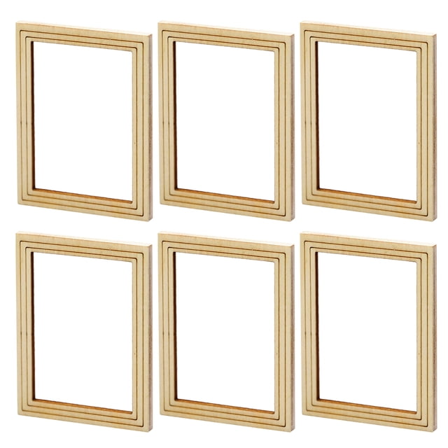 Lot de 6 Mini Cadres Photo Kaki Rectangulaire Design Petite Maison pour Artisans 7.3x5.6in