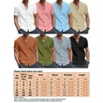 thumbnail image 2 of UKAP T-Shirt Homme Col Montant Manches Courtes Couleur Unie Vacances Vert Armée G, 2 of 2