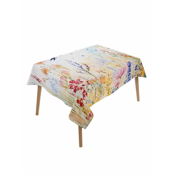 Spring Hummingbird Floral Rectangle Tablecloth, Farmhouse Flower Botanical Waterproof & StainResistant Tablecloth, Washable Oil-proof Table Cover for Dining/Party/Wedding/Camping/Buffet 52x70 In