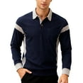 thumbnail image 6 of CHENHANN Work Polo Shirts for Men Long Sleeve Button Down Corduroy Polo Tees Loose Fit Navy Men Summer Outfits, 6 of 7