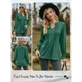 thumbnail image 4 of Nlife Women Pleated Puff Long Sleeve Smocked Cuff Blouse Top, 4 of 7