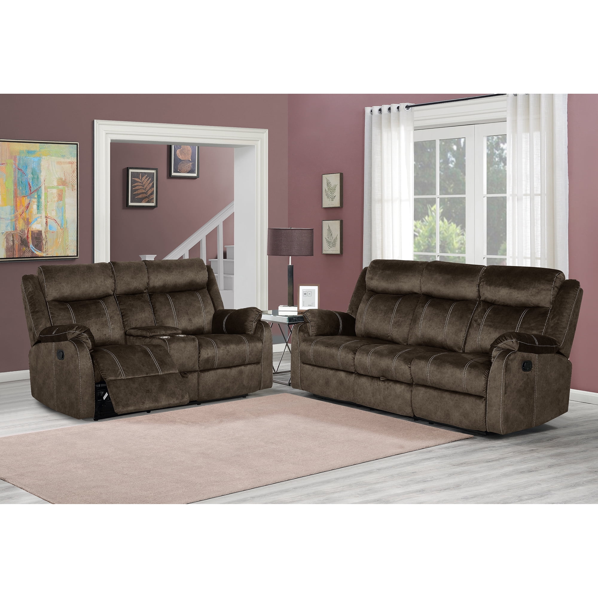 Global Furniture USA U7303C Domino Coffee Reclining Sofa with Storage Drawer
