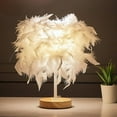 thumbnail image 3 of Table Lamp Feather bedside Table Lamps, E27 E26 Nightstand Lamp with Remote control Bedroom Lamp Bedrooms Living Room Dining Room (Color : White), 3 of 4