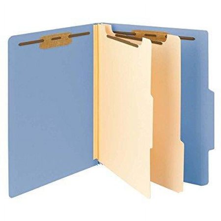 smead classification file folder, 2 divider, 2 expansion, letter size, blue, 10 per box (14001)