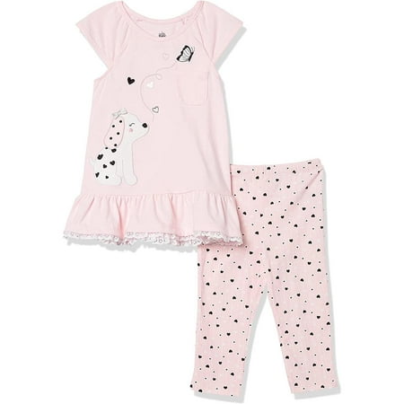 Kids Headquarters Girls 12-24 Months Dalmatian Puppy Heart Legging Set (Pink 24 Months)