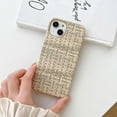 thumbnail image 4 of Minimalist Woven Leather Phone Case, Beige Aesthetics Case Cover for iPhone 15 14 13 12 11 Pro Max (Straw Green,for iPhone 15 Pro), 4 of 8