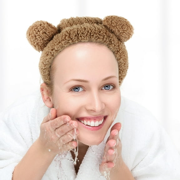 MEIBUTYUP 3Pcs Soft Khaki Makeup Headbands for Face Washing Skincare and Spa Decoration