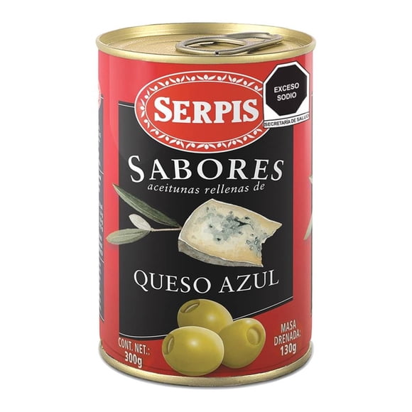 Aceitunas Serpis sabores rellenas de queso azul 300 g