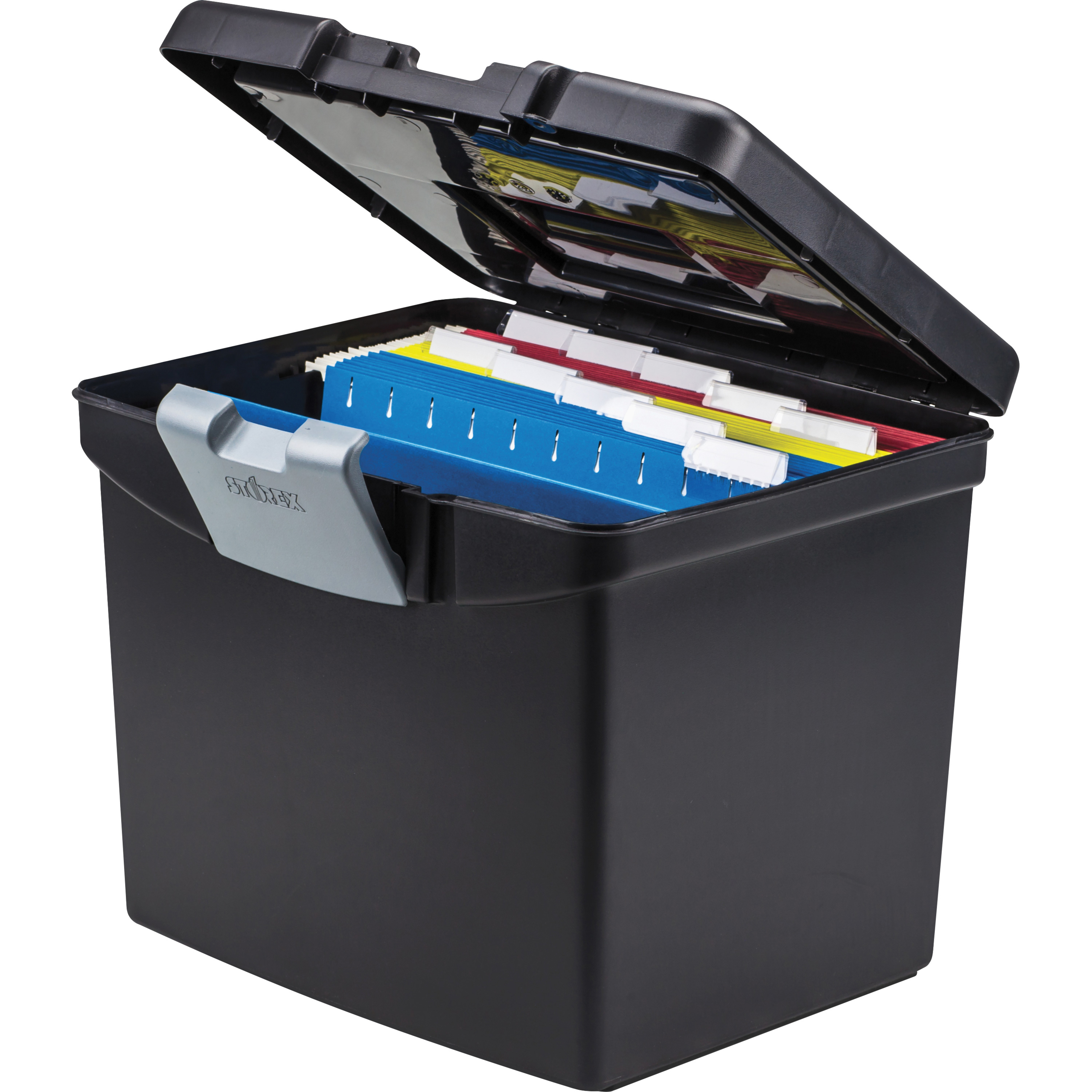 Storex, STX61502U01C, Portable Storage Box, 1 / Carton, Black - image 3 of 5
