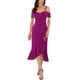 thumbnail image 2 of INSPIRE CHIC Vestidos de fiesta para mujeres con tirantes de espagueti, vestido midi con volantes para invitadas de boda, 2XL, púrpura, 2 of 6