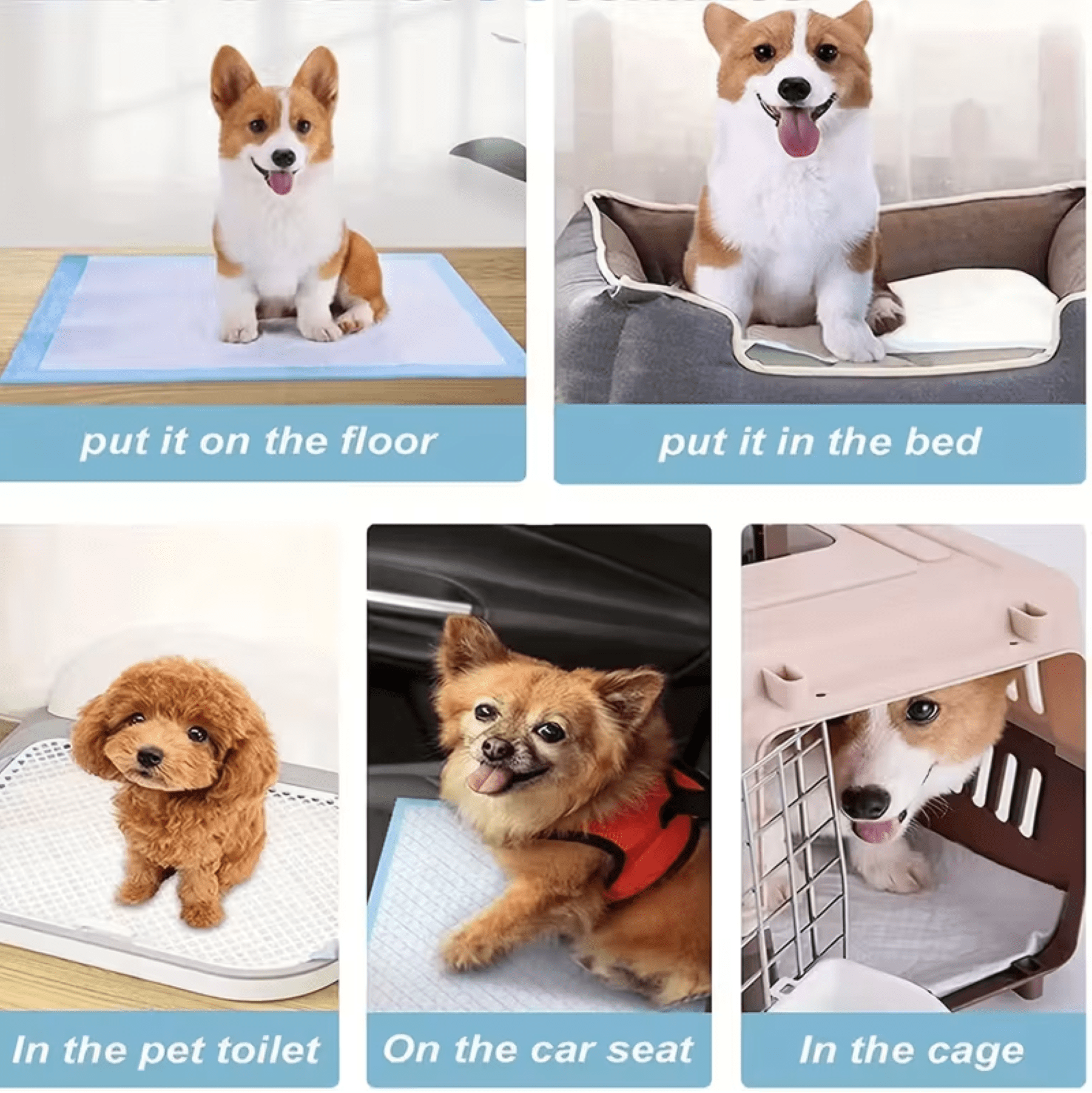 Extra Large Thickened Disposable Puppy Pads – Super Absorbent 6-Layer Leak-Proof Training Pads for Dogs (24×24 / 28×34 Inch)