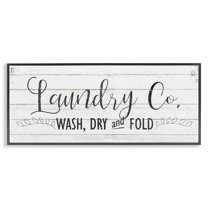 Stupell Industries Laundry Wash Dry & Fold Typography Painting Black Framed Art Print Wall Art, 24 x 10