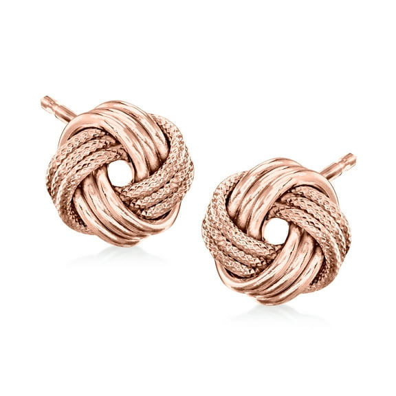 Ross-Simons 14kt Rose Gold Textured and Polished Love Knot Stud Earrings, Women's, Adult