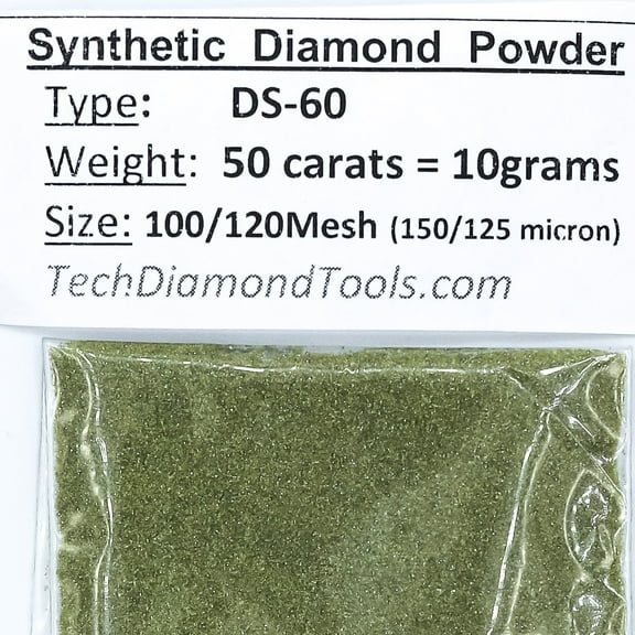 TechDiamondTools Diamond Powder 100 Grit 150/125 Microns, 50 Carat = 10 Grams