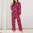 thumbnail image 2 of Haiem Orchids Flowers Pattern Women’s Long-sleeve Sleepwear,Sleepwear Set,2-piece Loungewear Set,Soft PJs Comfy Nightwear with Pockets-Medium, 2 of 7