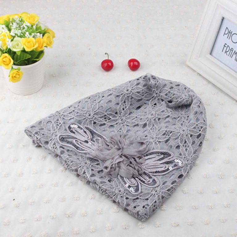 SPRING PARK Women Turban Hats Slouchy Knitted Cap Flower  display picture 1