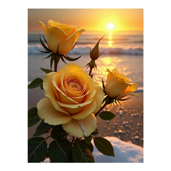 Diamond Art Kit for Adults, Rose Yellow Sunlight Print No.779 Diamond Painting for Adults Beginners, 5D DIY Diamond Art Painting Kits, Colorful Diamond Painting Craft for Home Decor 12x16