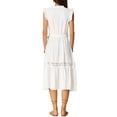 thumbnail image 3 of INSPIRE CHIC Sleeveless Summer Dress for Women's Casual V Neck Ruffled Belted Sundress A Line Dresses L Cream White, 3 of 6