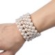thumbnail image 2 of Pulsera elástica de perlas y diamantes brillantes, joyería nupcial Art Déco de 7 filas, 2 of 5