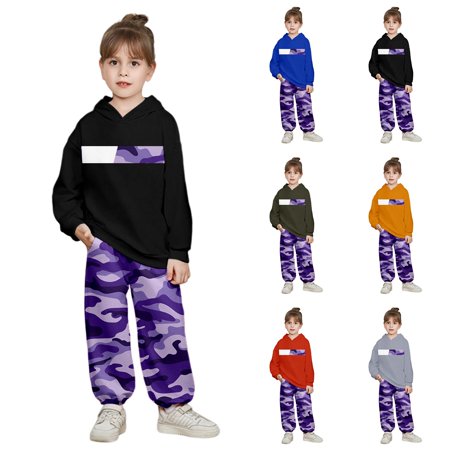 KKBOTIVE Toddler Girl Boy Athletic 2 Piece Hoodies Long Sleeve Hooded Jogger Sweatshirt Pant Sets Z03 Orange 5-6 Years