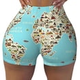 thumbnail image 2 of Haiem World Travel Line Icons Map No Front Seam Biker Shorts for Women Yoga Workout Gym Bike Shorts with Tummy Control Moisture-Wicking-, 2 of 9