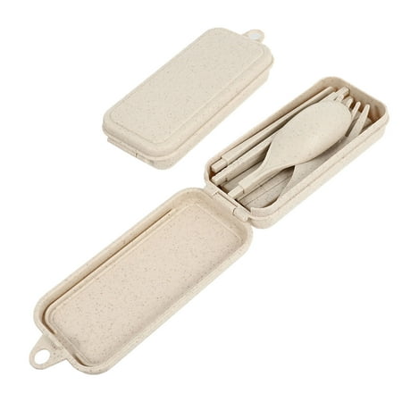 

Dishware Set Wheat Straw Cutlery Camping Cutlery Cutlery Set Folding Cutlery2 Sets of Portable Flatware Kit Creative Folding Fork Cutter Spoon Chopstick Kit