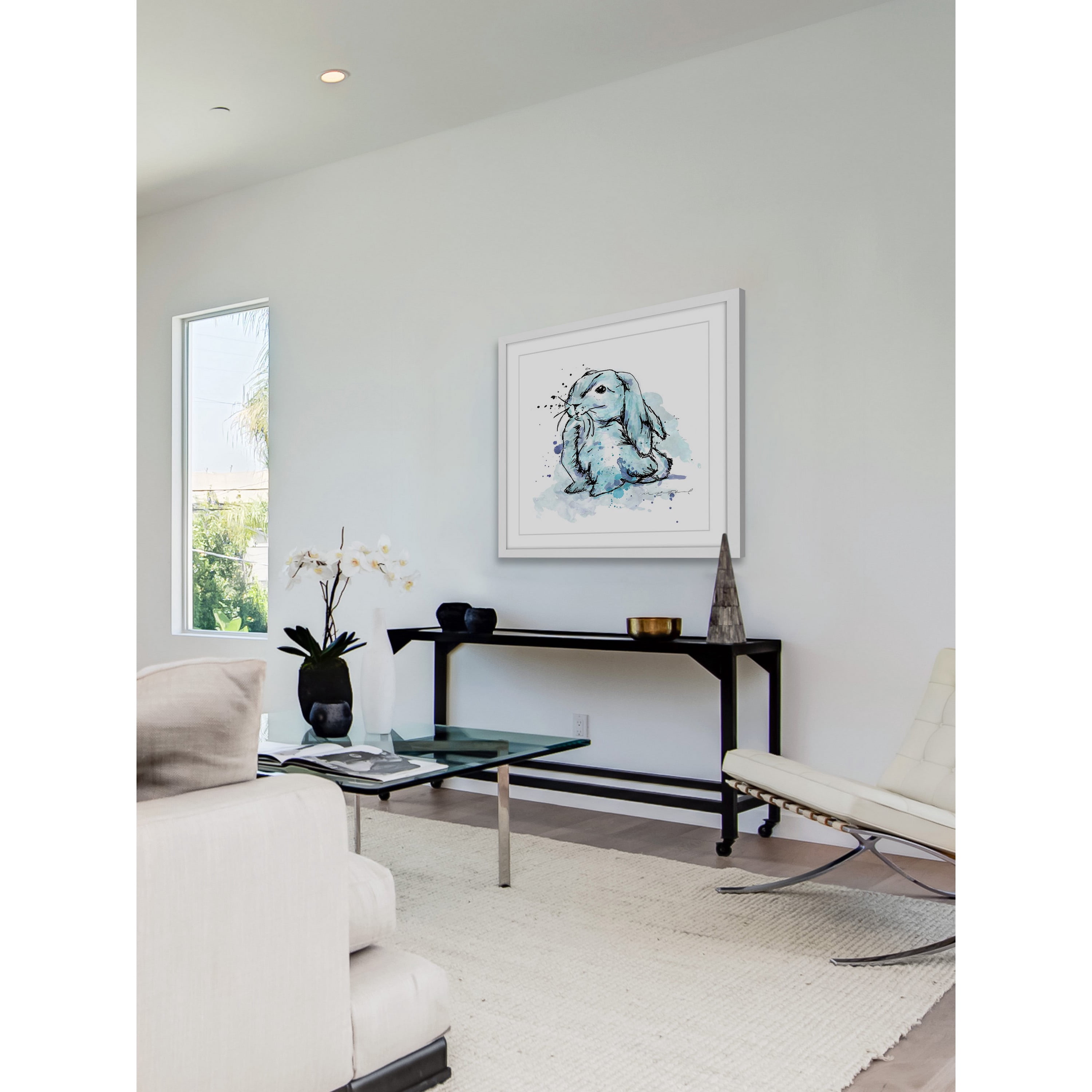 Marmont Hill "Lapin Bleu" by Marie-Eve Pharand Framed Painting Print