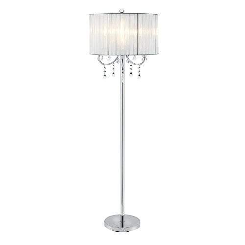 Catalina Lighting 19520 003 Glam Chandelier Floor Lamp With Dazzling Crystal Beads Faux Silk Pleated Shade Led Bulb Included 58 Chrome Com Catalina Lighting 19520 003 Glam, Catalina Glam Table Lamp