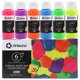 thumbnail image 1 of Pintura acrílica Artecho Neon Paint de 6 colores, 60 ml (2 oz) para decoración, pintura artística, manualidades para exteriores e interiores, suministros para lienzo, piedra y madera, pigmentos ricos, 1 of 8