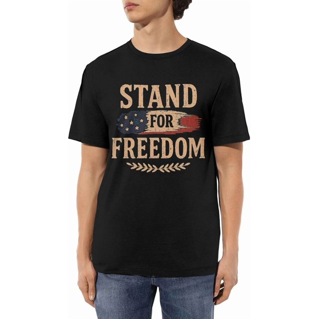 Stand with Freedom Men's Cotton T-Shirts Casual Basic Crew Neck Tshirts Short Sleeve Fashion Tee Shirts,