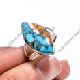 thumbnail image 2 of Oyster Turquoise Gemstone 925 Sterling Silver Statement Ring Jewelry Gift for Her, 2 of 5