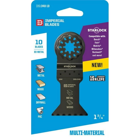 Imperial Blade IBSL340-10 Starlock 1-3/4" Multi-Material Metal/Wood Blade,10/Box