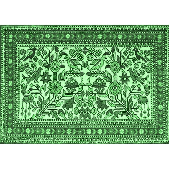 Ahgly Company Indoor Rectangle Persian Emerald Green Traditional Area Rugs, 8' x 10'