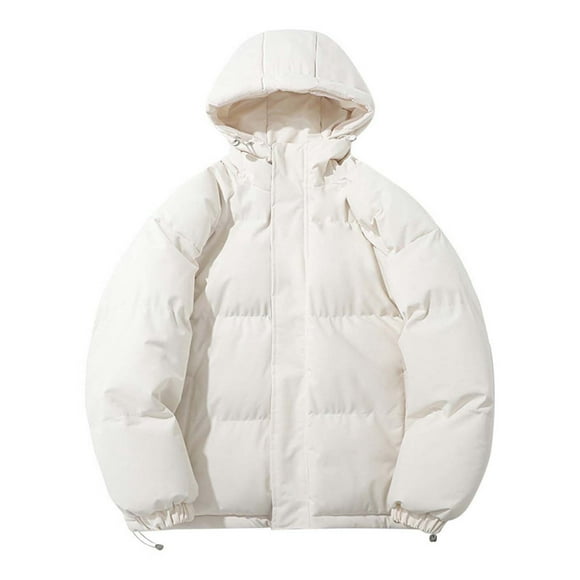 Men's Winter Down Jacket Outdoor Warm Long Sleeve Turn Down Collar Solid Color Coat for Autumn and Cold Weather