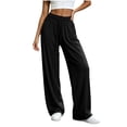 thumbnail image 2 of Yyeselk Womens Wide Leg Sun Protection Pants Lightweight Baggy Stretch High Waisted Slacks Drawstring Casual Joggers Trousers Black L, 2 of 7