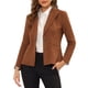 thumbnail image 1 of Blazer de oficina de ante sintético para mujer con solapa de muesca y mangas largas, 1 of 1