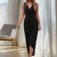 thumbnail image 6 of FRSASU formal Wedding Guest Ruffle Dresses for Women Cocktail V-Neck Sleeveless Wrap Ruched Party Graduation Dress Black, 6 of 6