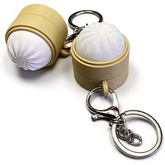 2PCS Dumpling Keychain Fidget Toy, Crisp Click Sound Squishy Keychain for Stress Relief, Cute Mini Dumpling Keyboard Anxiety Toy for Adults, Travel & Work Focus Boost