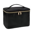 thumbnail image 1 of Bolsa de maquillaje, neceser, ligera, con cierre de cremallera, asa y divisor. Negro, 1 of 8