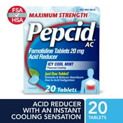 Pepcid AC Maximum Strength Heartburn Tablets, Icy Cool Mint, 20 Ct