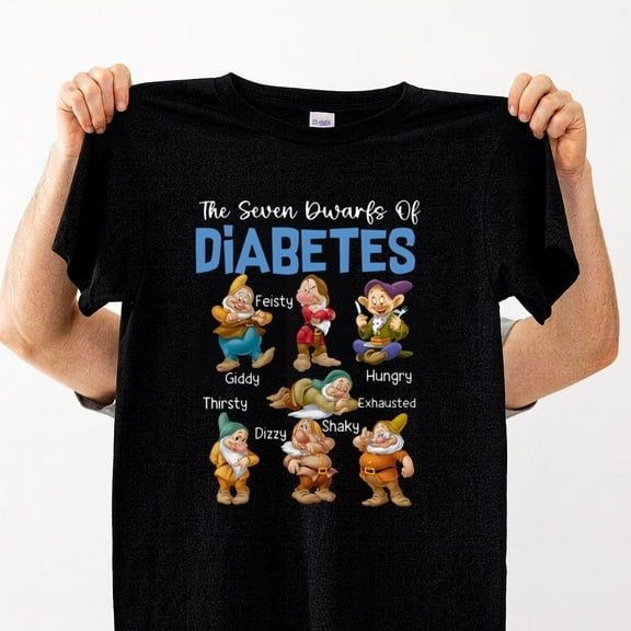 The Seven Dwarfs Of Diabetes Funny Awareness Cartoon Quote Unisex T-Shirt