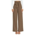 thumbnail image 3 of AWXNJUX Women Large Size Casual Pants Polyester Loose Cropped Pants Wide Leg Pants (Khaki,M), 3 of 7