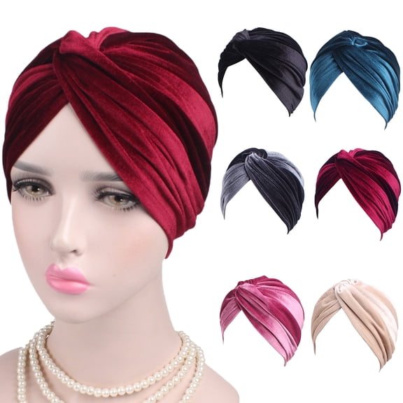 Xinyolin Turban Cap Solid Color Cross Shape Lady Stretchy No Brim Indian Turban Hat for Spring Autumn Winter