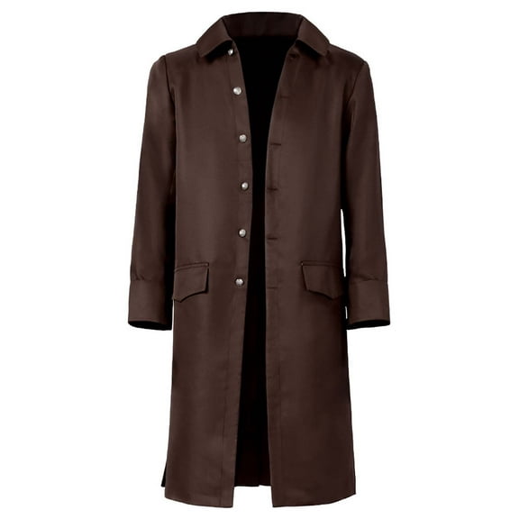 Men's Medieval Tailcoat Steampunk Long Trench Coat Gothic Vintage Costumes Jacket Performance Tuxedo Coat Brown S