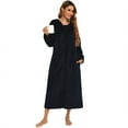 thumbnail image 2 of DEBGFS BLVB Robe en Molleton pour Femmes, Longue, à Capuche, avec Poches, Chaude et Douce, Noire, 2TG, 2 of 3