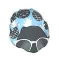 thumbnail image 2 of Kll Black Head Woman With Pineapple Hair Pattern Shower Cap & Bath Cap For Women,Reversible Oversized Waterproof Shower Caps For All Hair Lengths,Elastic Reusable Bathing Hair Cap, 2 of 9