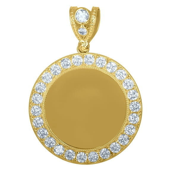 10k 10kt Yellow Gold Mens Cubic Zirconia Medallion Fashion Charm Pendant for Men