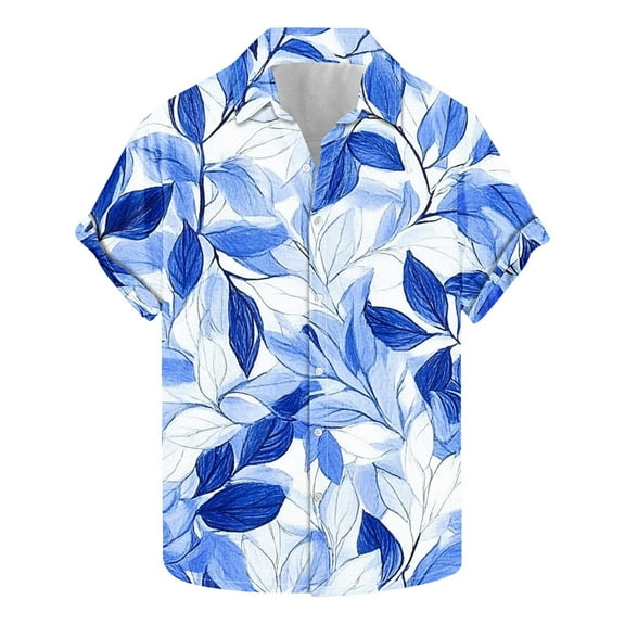 AHTJRT Men's Palazzo Shirt Pineapple Monstera Leaf Marbling Beachside Gatherings Multicolor 2XL